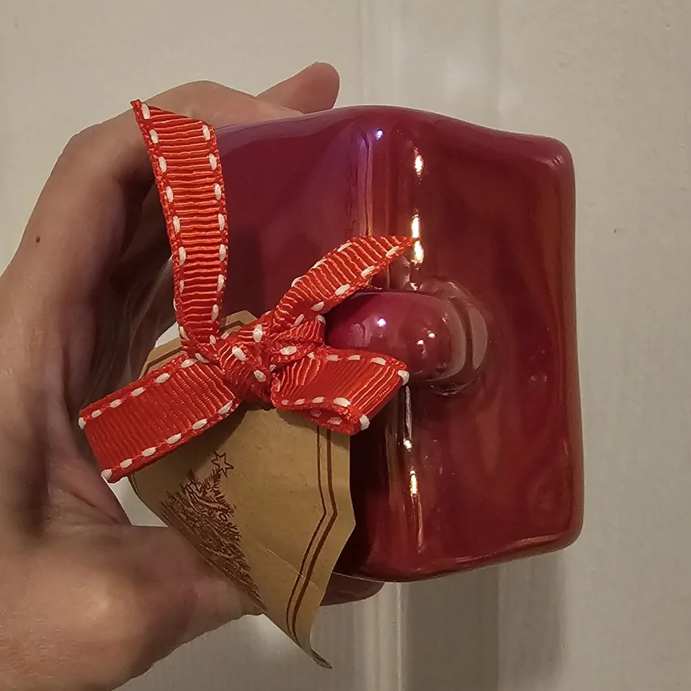 Rae Dunn Red Ceramic Santa Birdhouse Ornament
